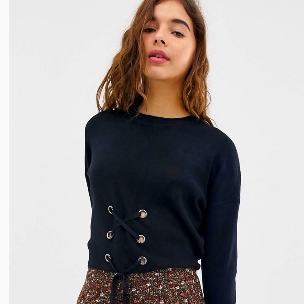 ASOS Black Corset Sweater (Size Small)